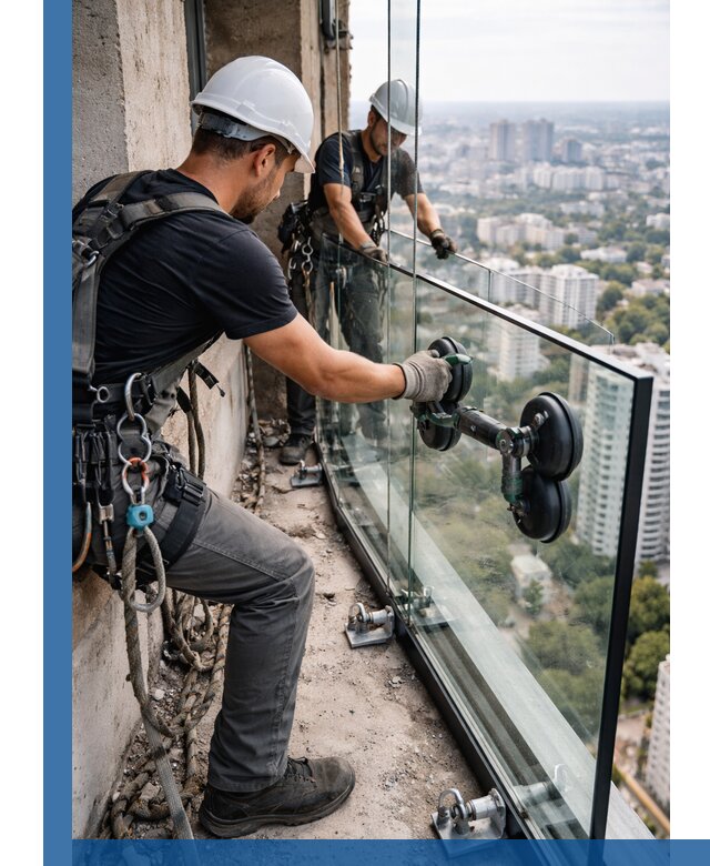 Монтаж стеклянных ограждений под ключ с гарантией в Ельце