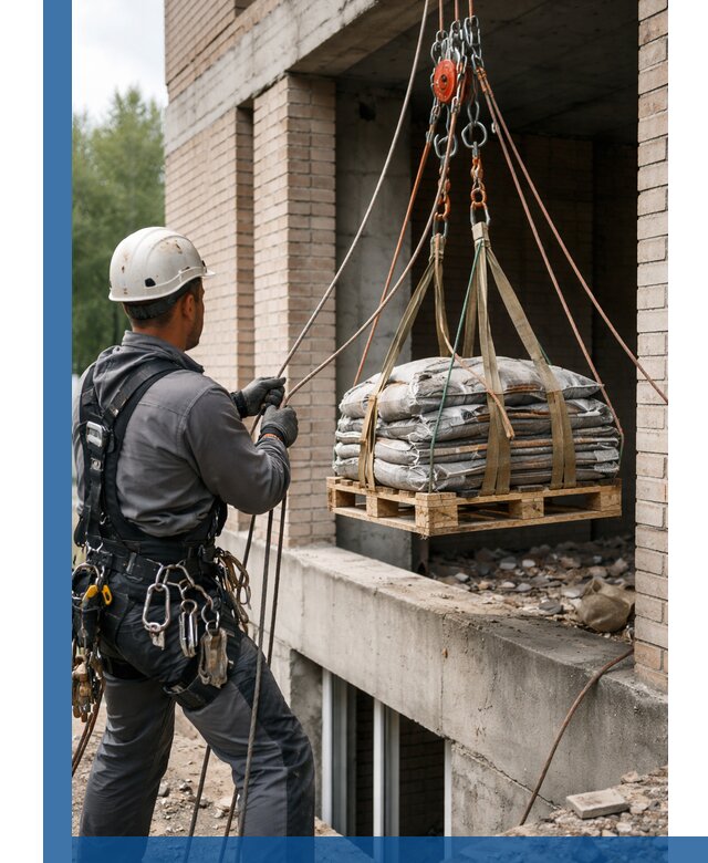 Подъем материалов на этаж веревками в Ельце оперативно