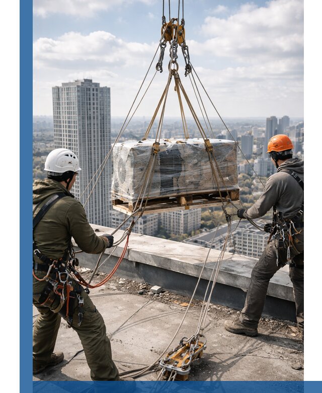 Подъем и монтаж крупногабаритных грузов на крышу в Ельце