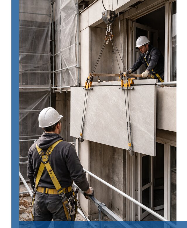 Подъем керамогранита на этаж в Ельце грузчиками и техникой