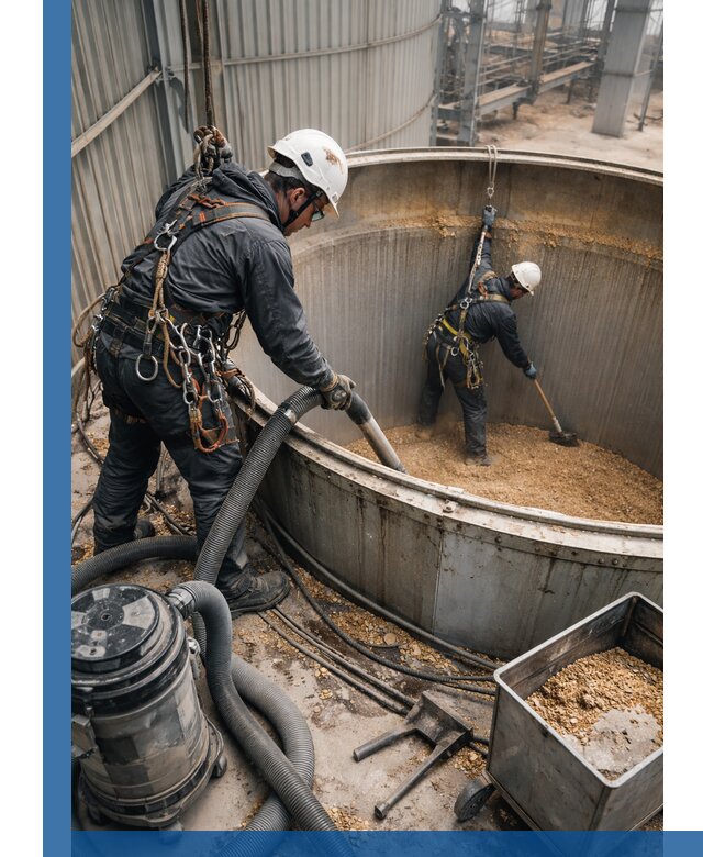 Профессиональная чистка зерновых бункеров в Ельце с выездом